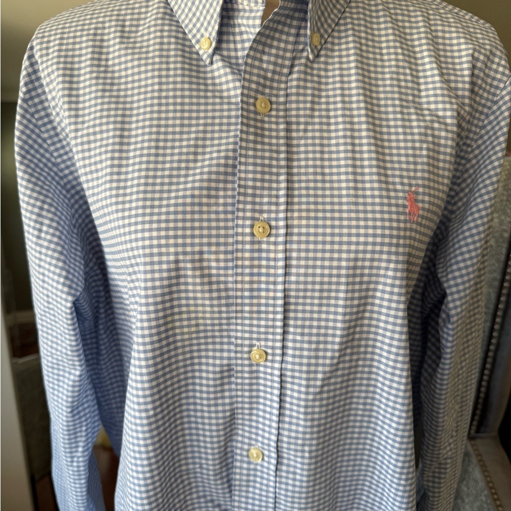 Polo by Ralph Lauren Blue and White Dress Shirt Classic Style